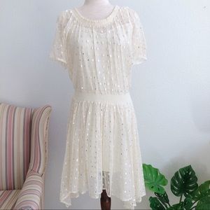 Vintage High Low Dress Gold Sequence With Lining